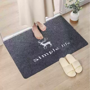 Yusenyi home floor mat kitchen water-absorbent and stain-resistant non-slip mat bathroom bathroom floor mat can be cut for bedroom and living room embroidered gray and white deer 40cmx60cm