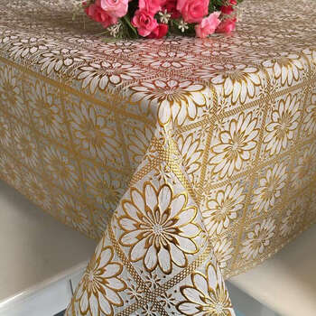 Yusenyi customized plastic european cut flower no-wash pvc waterproof oil coffee table cloth tablecloth tablecloth cover cloth table runner 025 hot stamping 135x180
