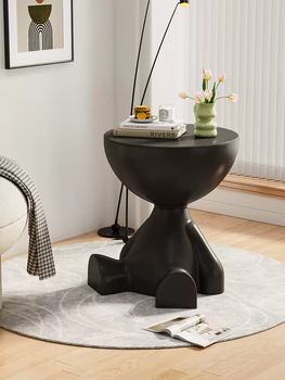 Yusenyi living room floor furnishings sofa decorative side table movable coffee table simple home small table storage rack creative gift (creative small flat head) upgraded thickened environmentally friendly material collection storage knight black