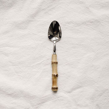 Yusenyi retro handmade old ins bamboo handle steak knife pasta fork dessert fork spoon western tableware set tea spoon