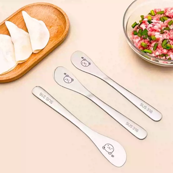Yusenyi's new household dumpling making tool 316 stainless steel thickened dumpling and wonton filling spoon stirring tool filling measuring spoon (thickened one-piece) bear filling spoon 3 pieces