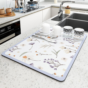 Qiqijia kitchen countertop drain mat table mat cups and dishes drying mat tea table absorbent coaster no-wash insulation mat