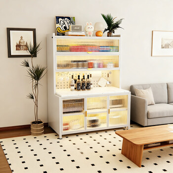 Dacheng slate sideboard integrated wall tea cabinet wine cabinet living room wall multi-functional cabinet latest high-end light luxury gray - with slate - see-through pc door panel - 5 layers - length 60