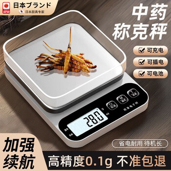 Tyzayr japanese small electronic scale weighing electronic scale high-precision kitchen scale baking precision household commercial food stainless steel plate battery 2kg/0.1g