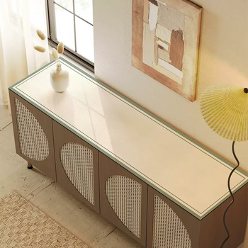 Yusenyi nordic solid color tv cabinet tablecloth coffee table mat pvc leather sideboard shoe counter top protection mat free milk green 45cmx240cm (original design welcome to buy)