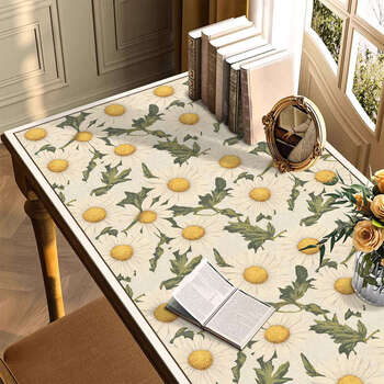 Yusenyi bedroom dressing table mat oil-proof and waterproof table desktop protective mat desk table cloth calendula micro-no-wash leather silicone table mat 40x120cm randomly cut