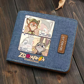 Heng lan cute cartoon judy rabbit police officer nick fox zootopia boys and girls wallet card bag picture price blue horizontal zootopia