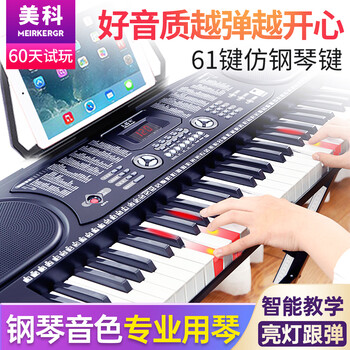Meirkergr intelligent teaching electronic keyboard for beginners for adults and children 61 keys multifunctional kindergarten family portable professional instrument basic edition + gift pack