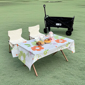 Shijanu outdoor camping waterproof tablecloth egg roll table picnic mat 0.8x1.4m flower garden 10 sheets 80 windproof stickers included