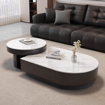 Orange is also a modern and simple slate combination coffee table combination for home living room italian light luxury and high-end semi-circle retractable coffee table table
