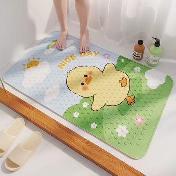 Yusenyi bathroom anti-slip mat shower foot mat pvc step mat anti-fall waterproof bathroom toilet floor toilet children's mat happy duck duck 60x90cm (large suction cup, environmentally friendly and odorless)