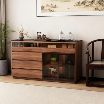 Qiuke solid wood sideboard tea bar machine integrated automatic water supply tea cabinet new style home living room new chinese style storage cabinet sideboard tea bar machine integrated length 160cm