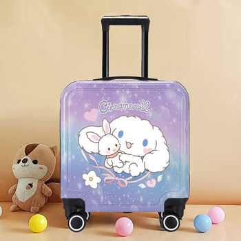 Ye yu suitcase, gradient color cartoon trolley case, girls' rolling boarding case, small suitcase, boy's suitcase, purple happy cinnamon 18-inch classic style, ordinary compartment