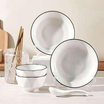 Jiwu forest one-person meal bowl and plate set tableware set bowl and chopsticks combination plate bowl home gift diamond bowl 8-piece set