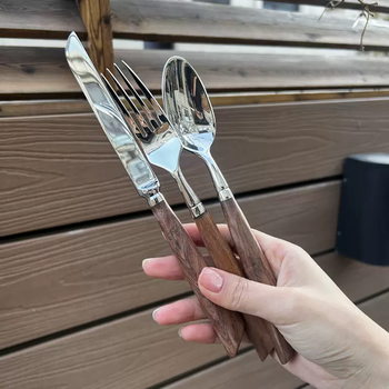 Yusenyi french capdo red guibao wood 1810 stainless steel western tableware knife, fork and spoon set high-end sense red precious wood knife, fork and spoon