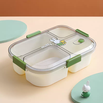 Yusenyi lunch box cute lunch box for students going to school and office workers light food microwaveable microwaveable reheatable lunch box for spring outing and picnic green 1550ml microwaveable four compartments plastic 1550l