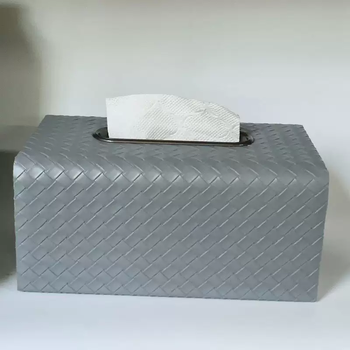 Yusenyi modern simple leather toilet paper box home living room dining table tissue storage box decoration bedroom woven pattern tissue paper gray small size 180x130x80mm