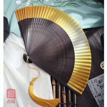 Yusenyi solid color gradient fan new chinese dressing gown photo props classical folding fan wedding bride chinese fan gold dancing fan
