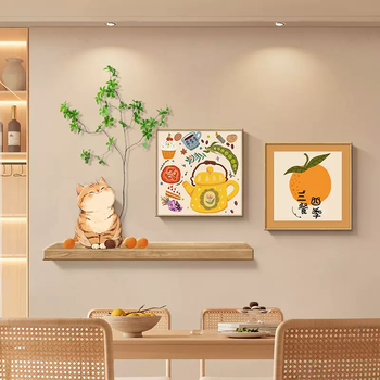 Yusenyi three-meal decorative painting restaurant sofa dining room background mural living room four-season wall wall dining table side cabinet kitchen a maofeijiarun black art ps frame-high-definition uv fine carving-simulated green plants texture texture surface non-reflective 3-95x35cmuv fine carving-50x50cm-
