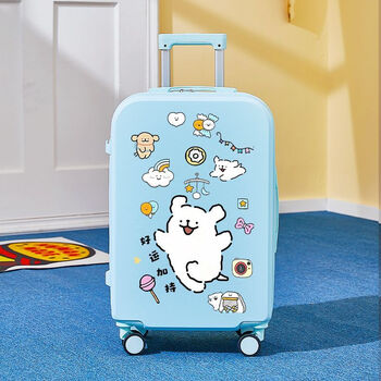 Ye yuyugui dog suitcase girl cartoon riding ride suitcase for primary school students with baby mint green good luck dog thickened wheels 20 inches