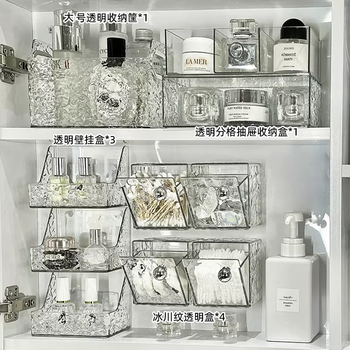 Yusenyi cotton swab box bathroom mirror cabinet storage box without punching transparent cotton pads on the bathroom wall organizer lipstick storage rack transparent 9-piece set with traceless adhesive that will not fall off transparent 9-piece set with traceless adhesive that will not fall off
