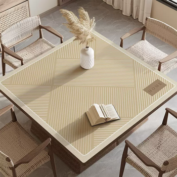 Yusenyi wabi-sabi square table mat waterproof and oil-proof tablecloth household anti-scalding dining table mat tabletop protection line 90cmx90cm (layer-by-layer detection for safety and environmental protection)