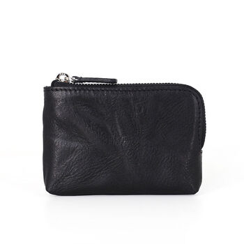 Genuine wrinkled first layer cowhide coin purse for men retro zipper key bag for girls portable mini card holder key bag black