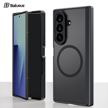 Balueus is suitable for samsung zfold7 mobile phone case folding screen w26 heart to the world protective cover fold7 frosted magnetic suction galaxy dual center axis all-inclusive anti-fall shell magnetic suction model black skin-feel matte-upper and lower screen all-inclusive samsung galaxy z fold7