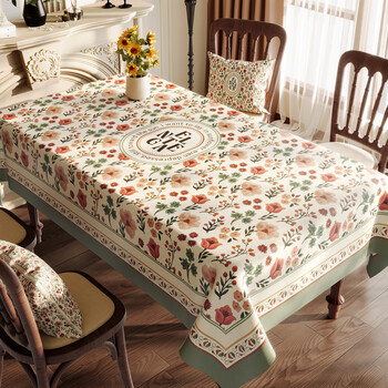 Fantasy dining table tablecloth waterproof, oil-proof, no-wash and anti-scalding 2025 new light luxury high-end cotton and linen fabric coffee table table top cloth roy huadian thickened waterproof, oil-proof and anti-scalding 110x160cm