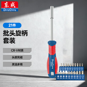 Dongcheng screwdriver set, cross strong magnetic anti-slip handle, household plum blossom small screwdriver, bit screwdriver set, 21 pieces