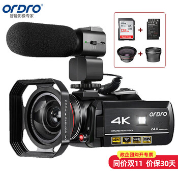 Ordro ac3 hd 4k camera professional live broadcast digital camera portable dv recorder infrared night vision 30x zoom app real-time viewing home conference travel