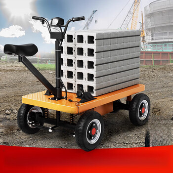 Ouoety forward and reverse riding four-wheel electric flatbed truck construction site bricks warehouse pulling cargo trolley breeding transport 50, load capacity 2.5 tons lithium battery 60v100a plate length 3 meters 2