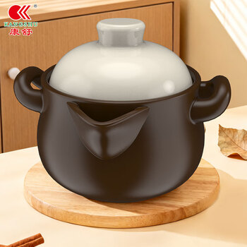Kangshu large-capacity soup pot ceramic pot with high temperature resistance to dry burning without cracking for gas stoves special stewed whole duck casserole pot for home use brown beige medicine jar suitable for about 450g of medicinal materials 4000ml