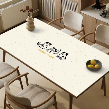 Yusenyi japanese cartoon tablecloth waterproof and oil-proof no-wash anti-scalding table mat light luxury high-end coffee table tabletop protection cow cat 70cmx140cm (thickened double layer)