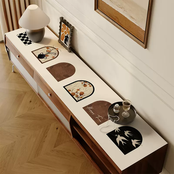 Yusen yi zhong antique style high-end tv cabinet table mat dust-proof and waterproof sideboard table mat desktop protective pad shoe counter huayaoyanwu b 40cmx180cm