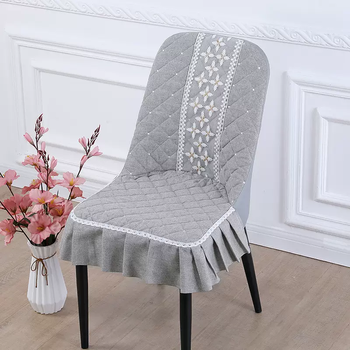 Yusenyi seat 2025 sub-cover dining chair dining chair dining table curved new cover stool cover advanced cover universal protection cotton and linen gray light curved chair cover several chairs to take a few pieces
