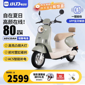 Xiaodao electric vehicle 60v20ah lead-acid electric motorcycle smart bluetooth unlocked 72v electric motorcycle pedal battery vehicle 60v/backrest - reed gray green - battery life about 80km