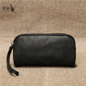 Kangaroo leather clutch couple's large capacity clutch cowhide commuting mobile phone bag women's long wallet coin purse black god of wealth clutch