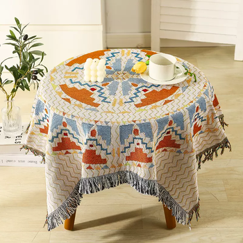 Yusenyi ethnic style 120x120cm square tablecloth, rectangular dining table suitable for b&b camping egg roll table, chinese style 180x260cm large table