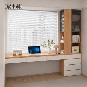 Zimulin modern simple double desk cupboard corner two person computer desk home writing desk nordic corner desk a type total 220 long desk + bookcase all solid wood ecological board