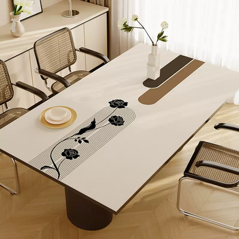 Yusenyi morandi table mat waterproof tablecloth no-wash oil-proof pvc leather coffee table mat thermal insulation anti-scalding home dining geometric flower vine coffee 70cmx130cm (can be cut and customized)