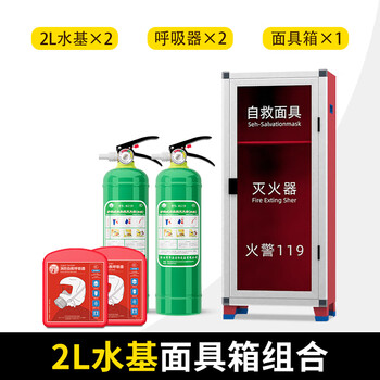National standard 3-liter water-based fire extinguisher 3l household store for factory annual inspection portable green fire-fighting equipment escape suit a 2lx2+respiratorx2+mask box