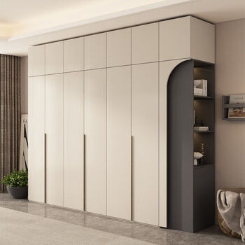 Italian light luxury wardrobe, modern and simple, home bedroom hanging storage cabinet, cream style, minimalist, large customization, 40* long main cabinet, self-assembled
