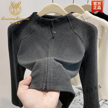 Lu wang lianxue half turtle collar german velvet autumn and winter bottoming shirt for women 2025 new autumn double zipper cardigan jacket slim sweater inside dark gray xl