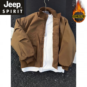 Jeep spirit navy short jacket cotton jacket men's winter american pilot cotton jacket outdoor three-proof work jacket brown quilted xl