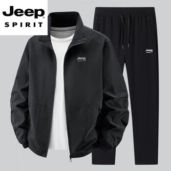 Jeep spirit 2025 new spring and autumn men's jackets for young and middle-aged people thin large size sports jacket black straight spring and autumn suit m weight 110-120 pounds