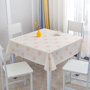 Fantasy square tablecloth waterproof and oil-proof no-wash eight immortals tablecloth simple modern plastic mahjong table cover tablecloth girl's heart-321m brown light color tablecloth size 80x80 cm square