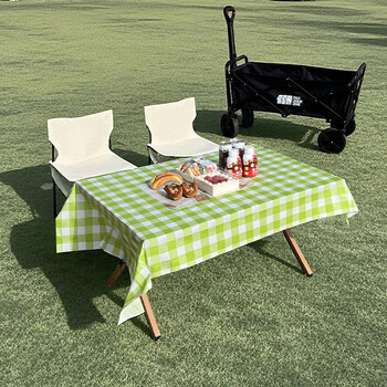 Shijanu outdoor camping waterproof tablecloth egg roll table picnic mat 1.2x1.8m fruit green grid 10 sheets 80 windproof stickers included