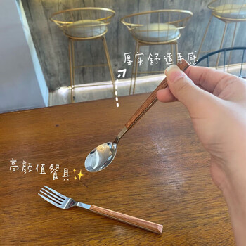 Ye yu ins style tableware chopsticks spoon fork stainless steel household high-value tableware steak knife and fork spoon dessert small spoon one small spoon (size 16 cm)