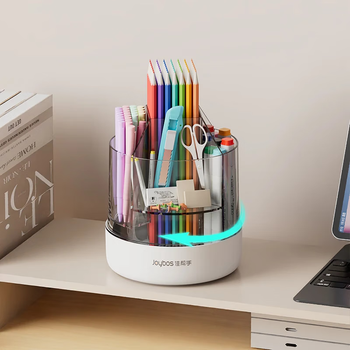 Best helper rotating pen holder student large capacity pencil marker stationery storage box desktop transparent organizing box without cover